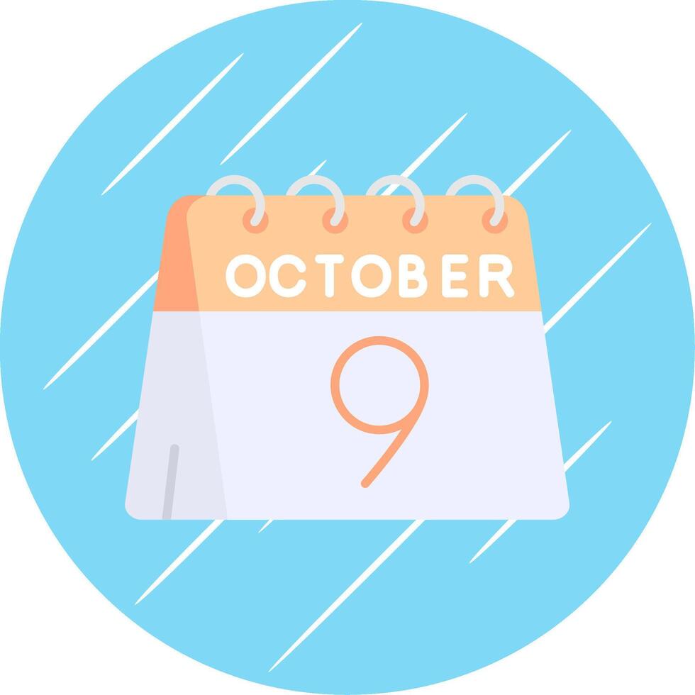 9e van oktober vlak blauw cirkel icoon vector