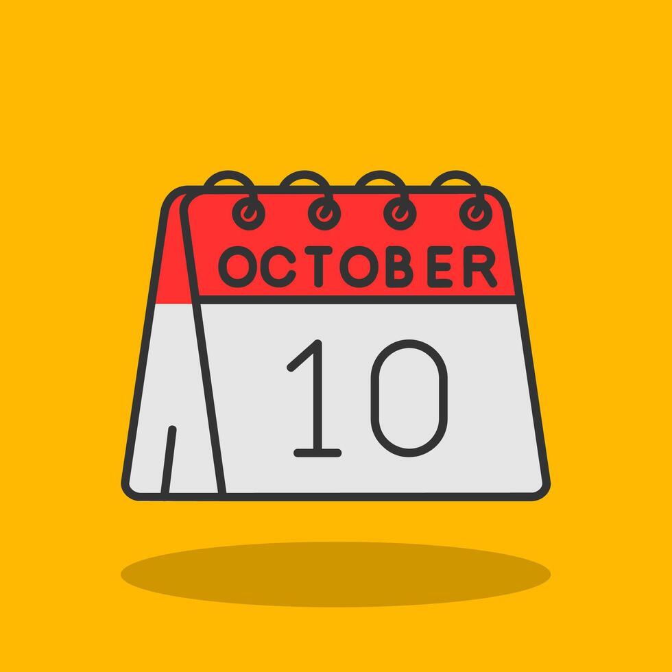 10e van oktober gevulde schaduw icoon vector