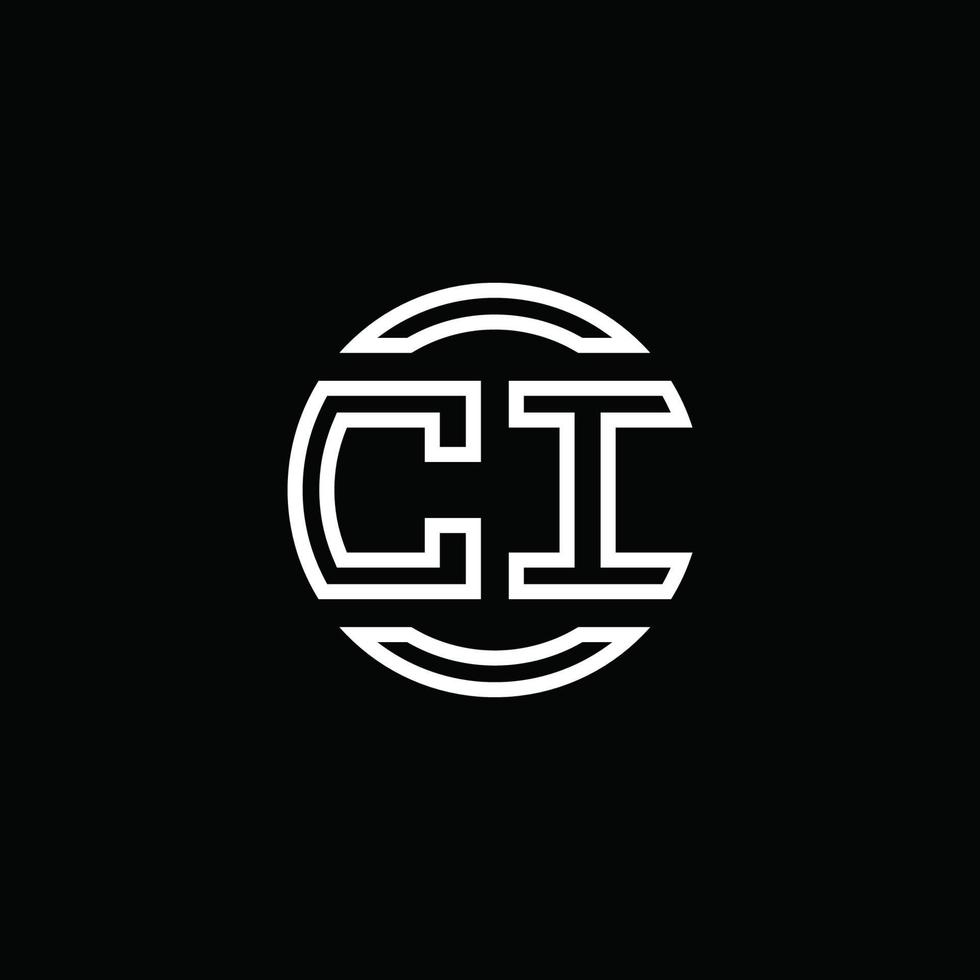 ci logo monogram met negatieve ruimte cirkel afgeronde ontwerpsjabloon vector