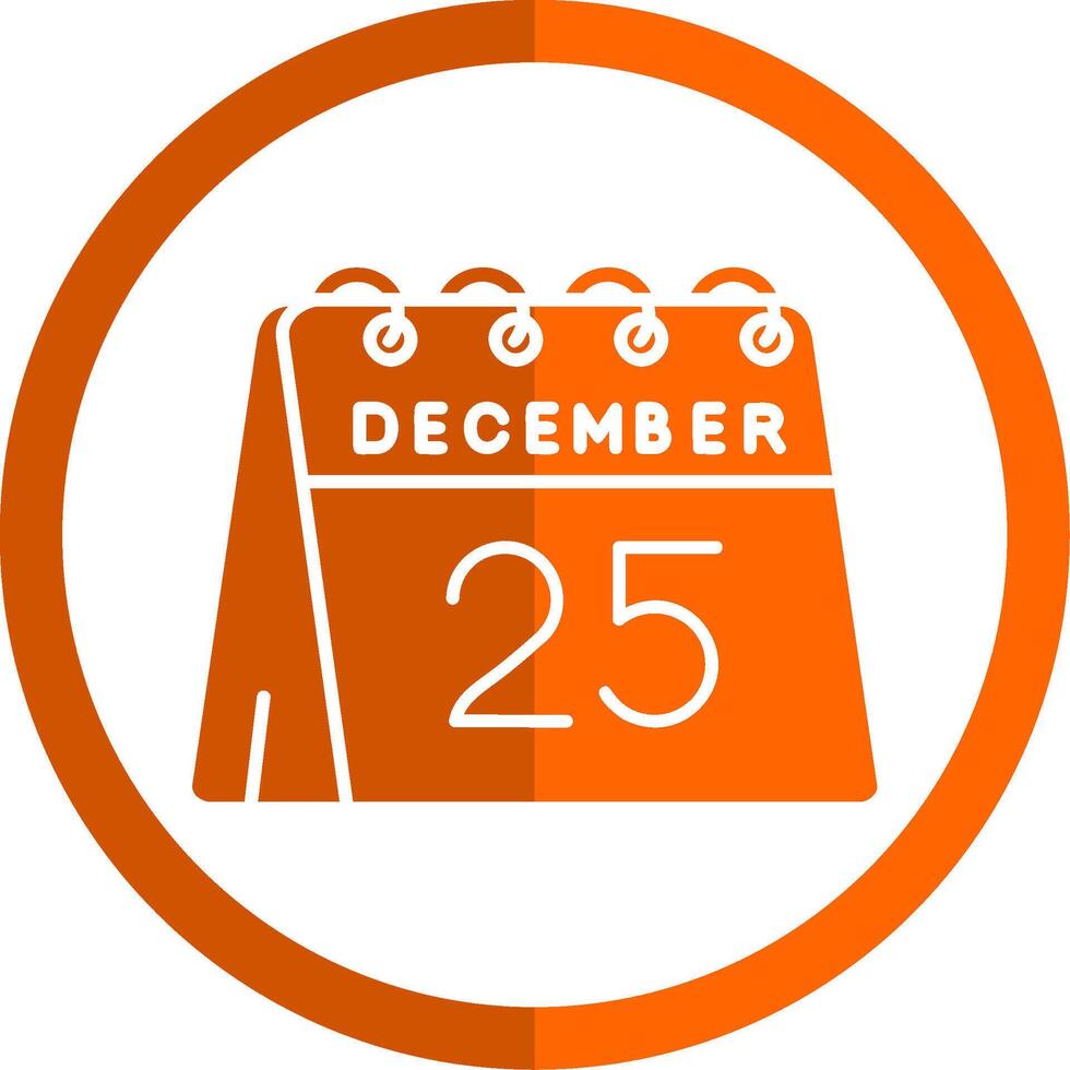 25e van december glyph oranje cirkel icoon vector