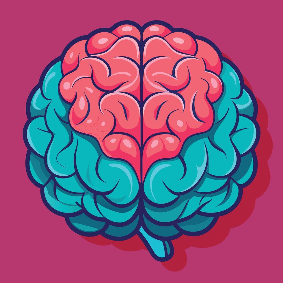 hersenen kleurrijk tekenfilm vector illustratie