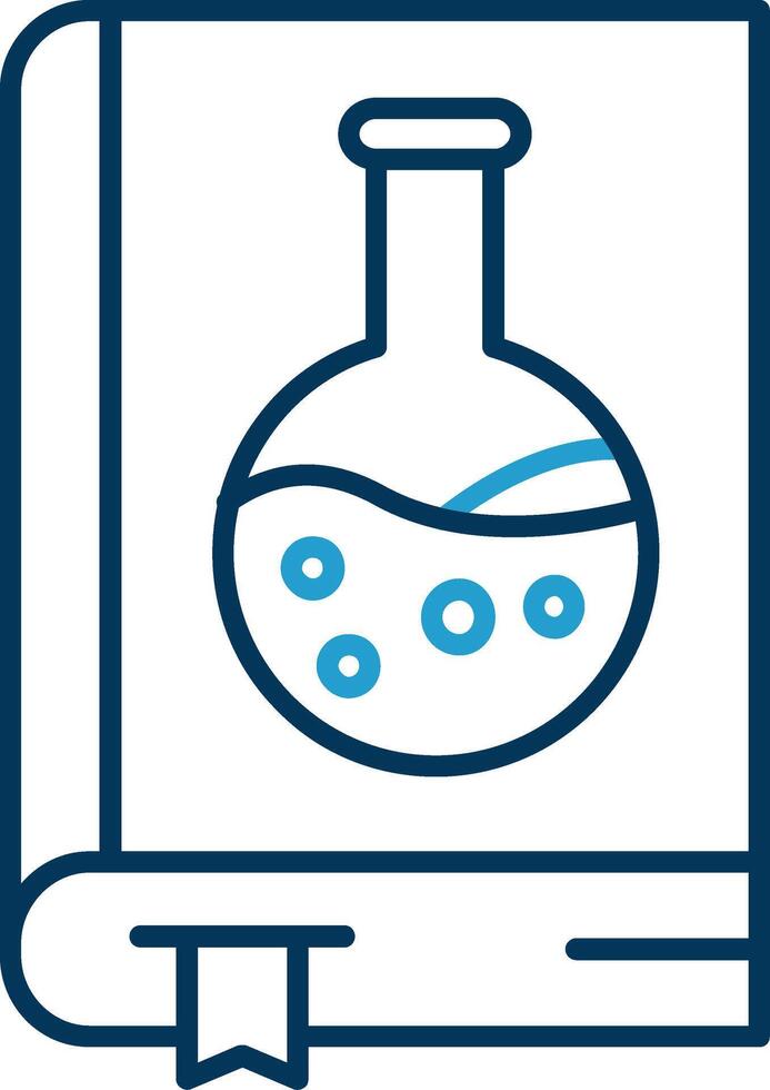 chemie boek lijn blauw twee kleur icoon vector