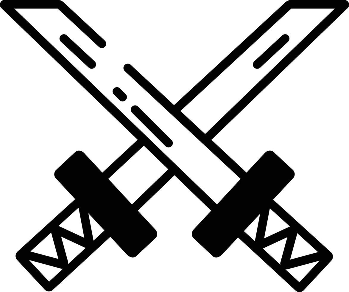 samurai zwaard glyph en lijn vector illustratie