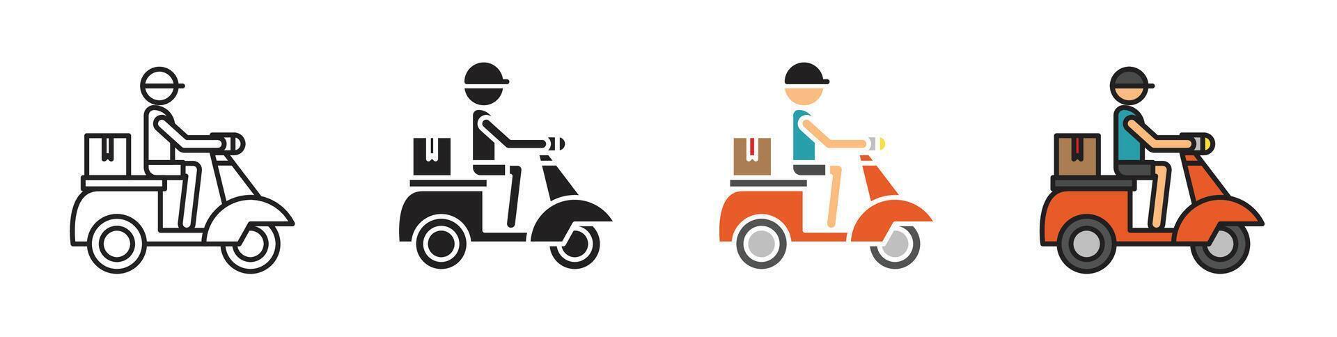 levering Mens rijden motorfiets icoon vector