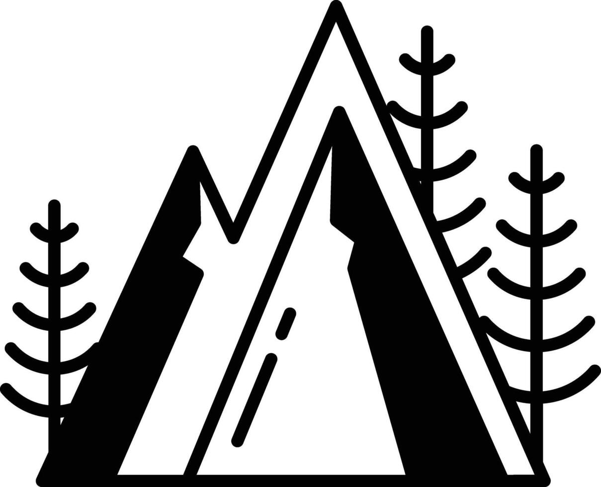 sneeuw berg landschap glyph en lijn vector illustratie