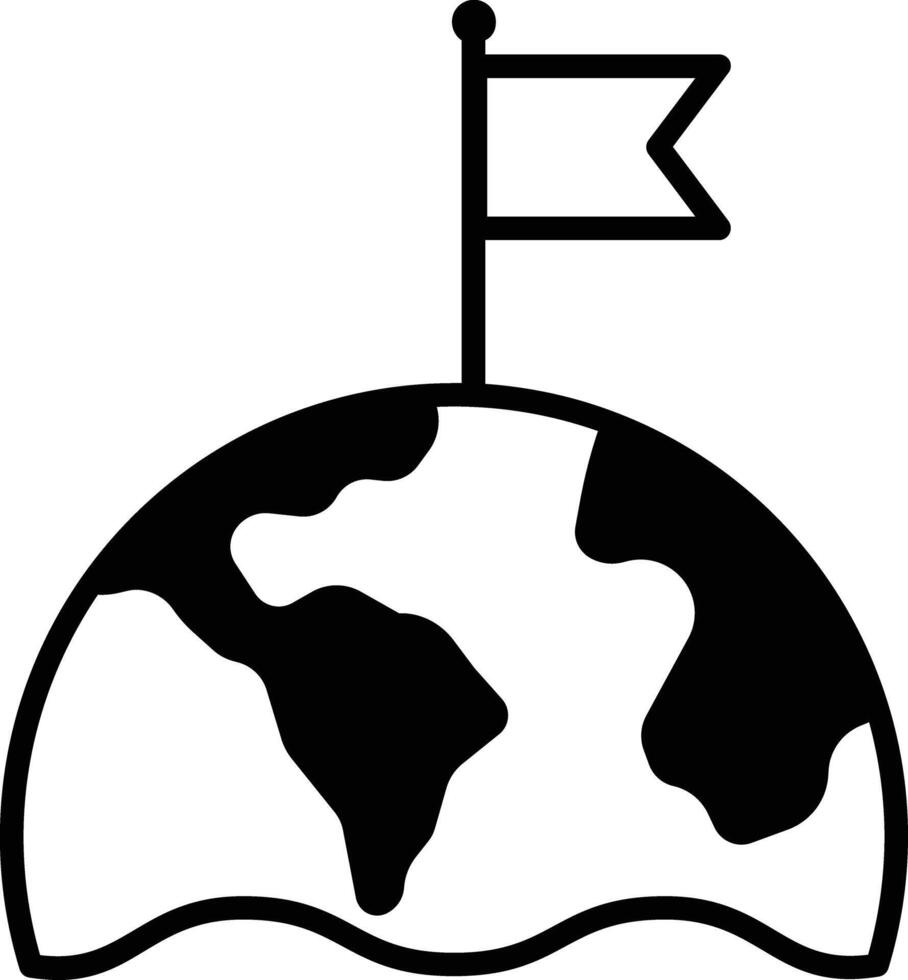 aarde en vlag glyph en lijn vector illustratie