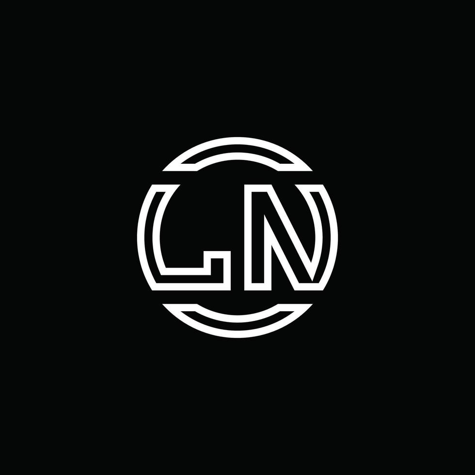 ln logo monogram met negatieve ruimte cirkel afgeronde ontwerpsjabloon vector