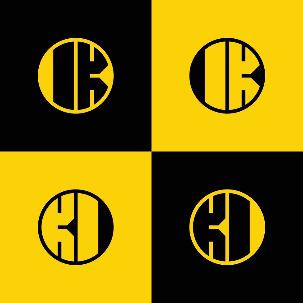 gemakkelijk ik en ki brieven cirkel logo set, geschikt voor bedrijf met ik en ki initialen vector