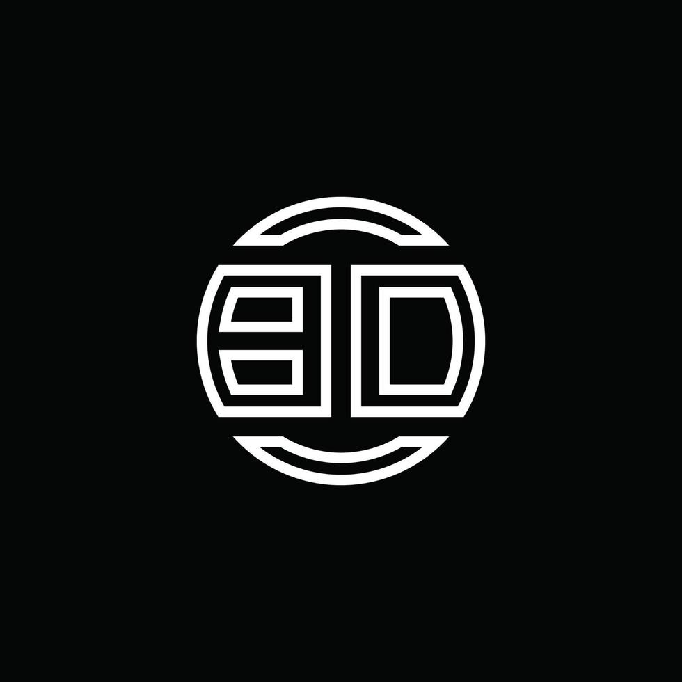 bd logo monogram met negatieve ruimte cirkel afgeronde ontwerpsjabloon vector