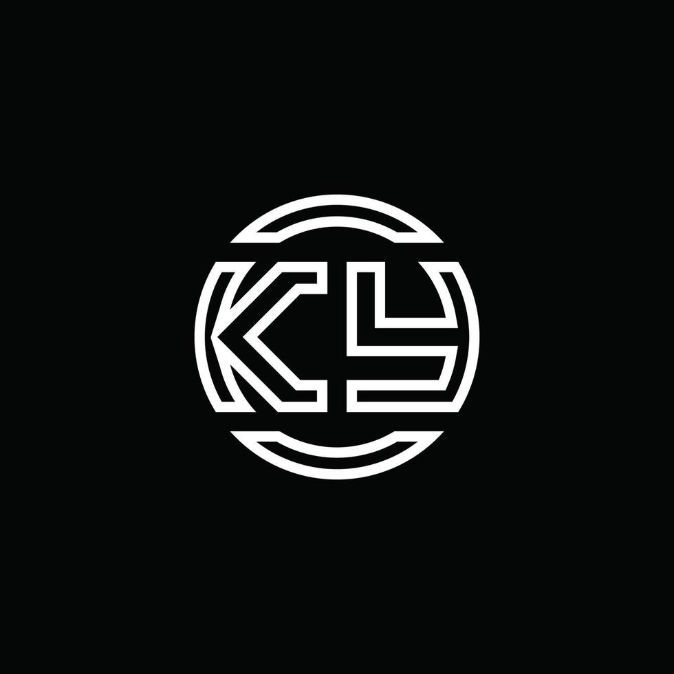 ky logo monogram met negatieve ruimte cirkel afgeronde ontwerpsjabloon vector