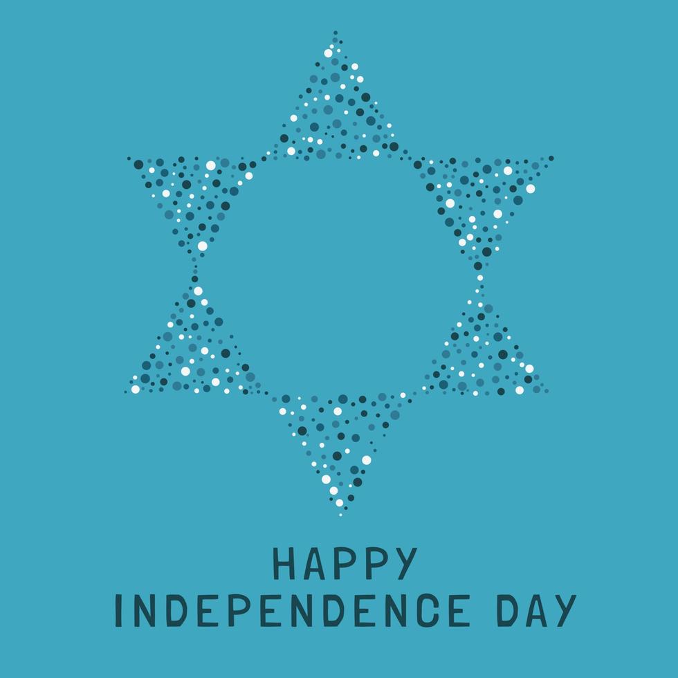 Israël onafhankelijkheidsdag vakantie plat ontwerp stippen patroon in ster van David vorm met tekst in het Engels vector