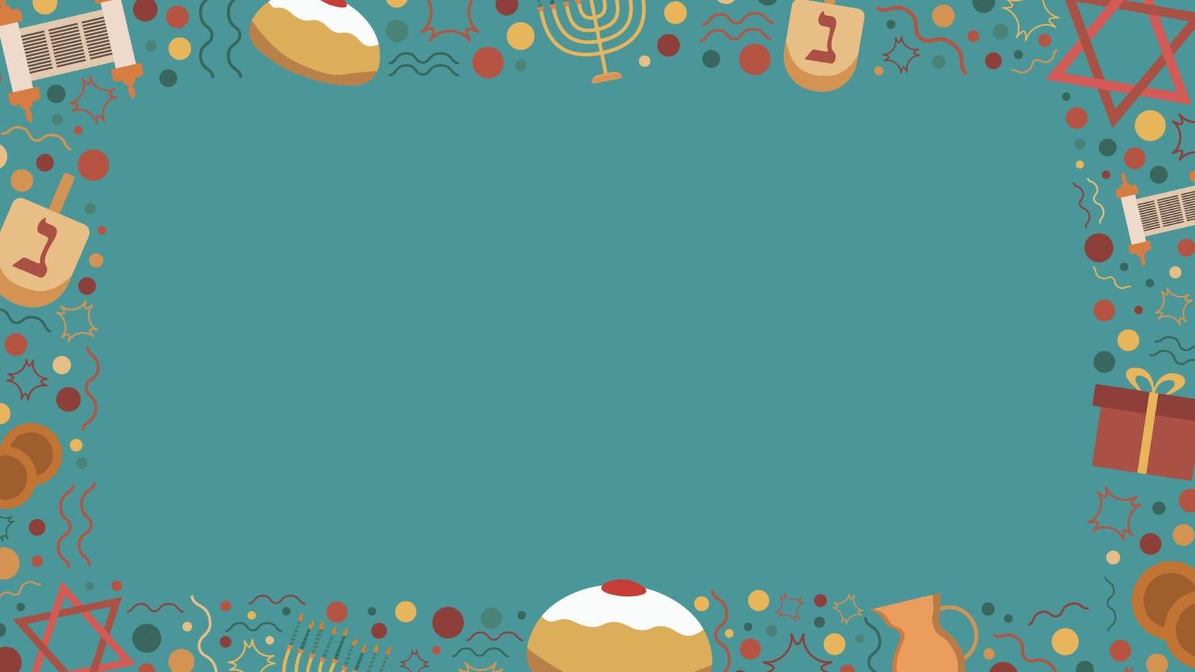 frame met hanukkah vakantie platte ontwerppictogrammen vector