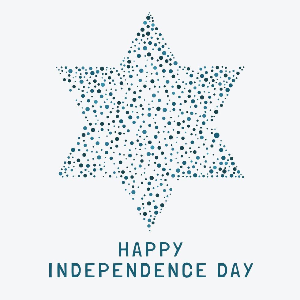 Israël onafhankelijkheidsdag vakantie plat ontwerp stippen patroon in ster van David vorm met tekst in het Engels vector