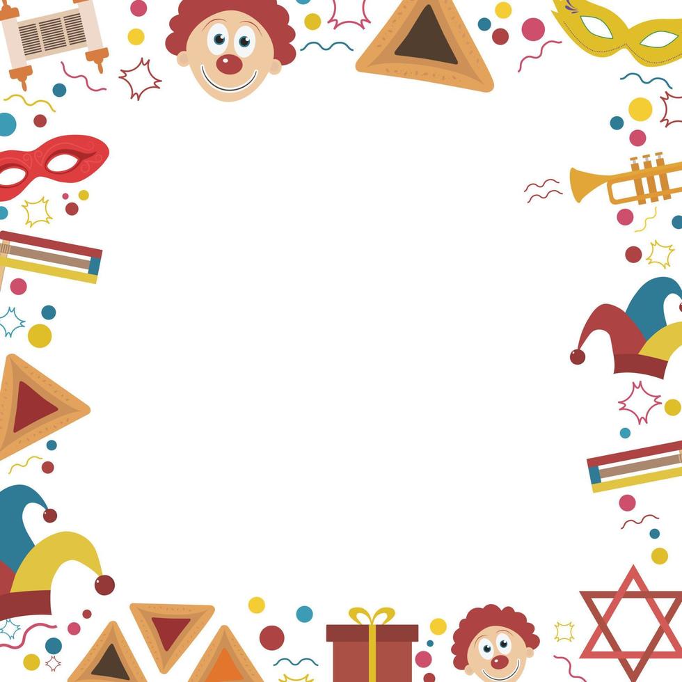 frame met purim vakantie platte ontwerppictogrammen vector