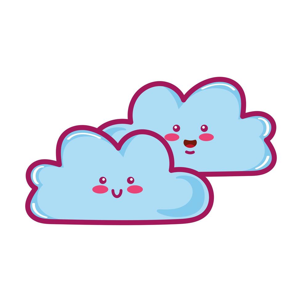 kawaii wolken karakters vector