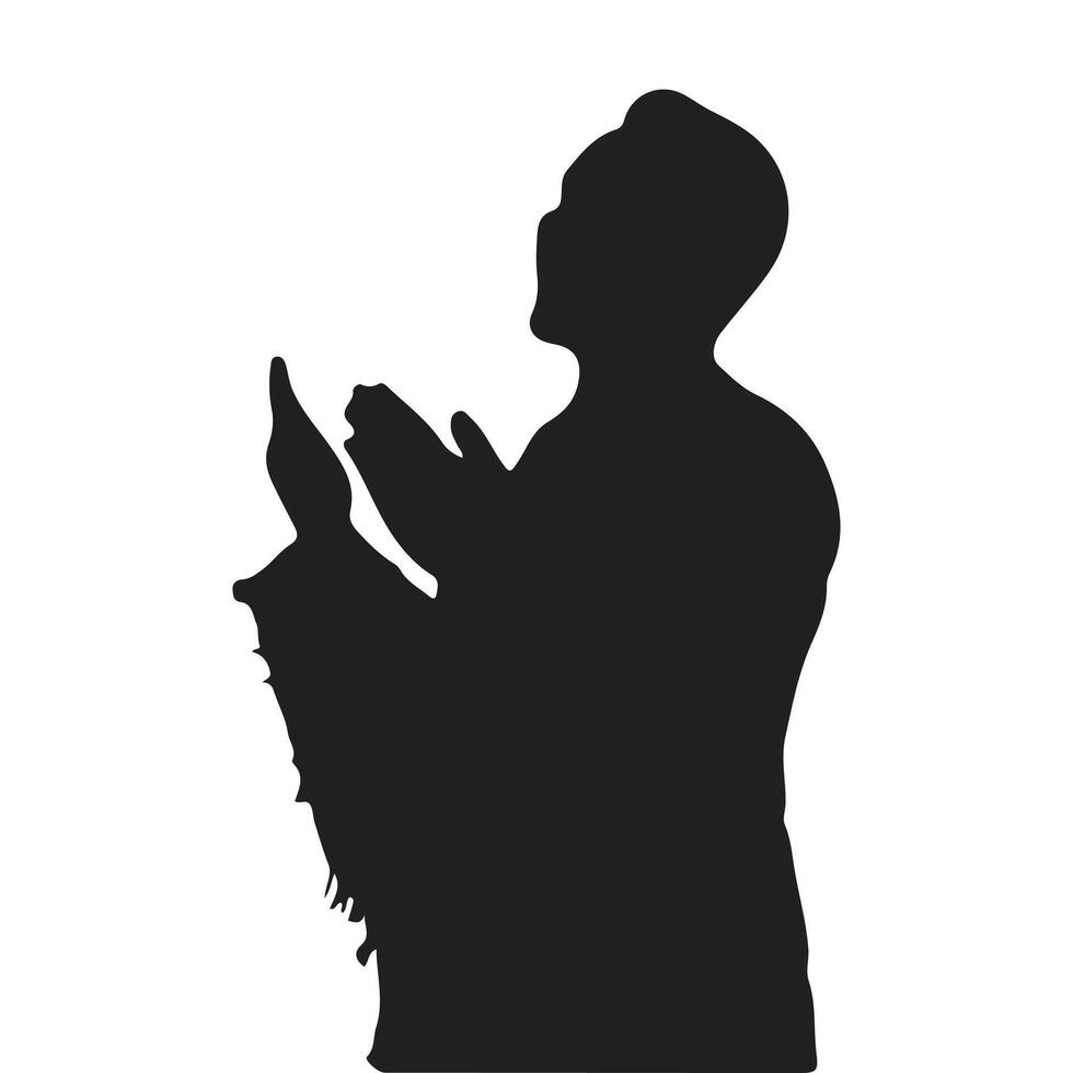 Mens bidden silhouet, vector illustratie