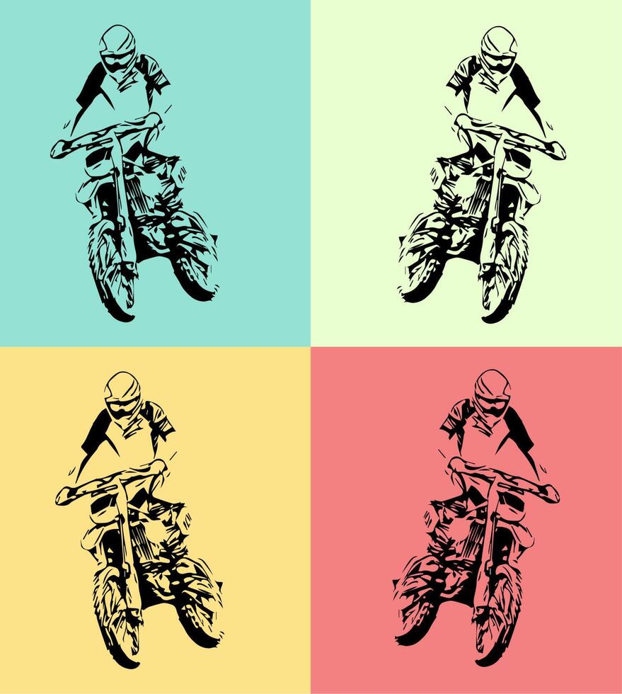 popart crossmotor poster. crossmotor poster behang vector