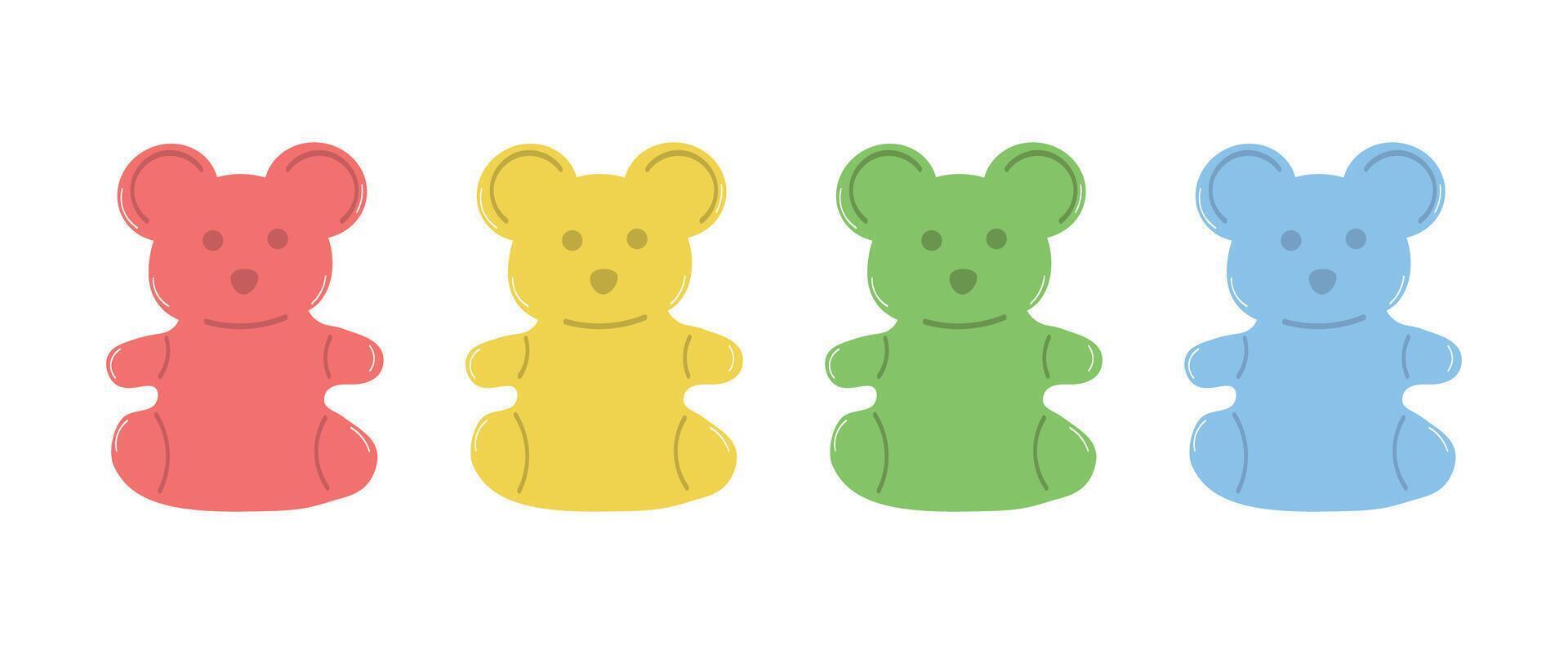 kleurrijk kleverig bears set, schattig beren, vector illustratie, kleverig bears clip art, marmelade reeks