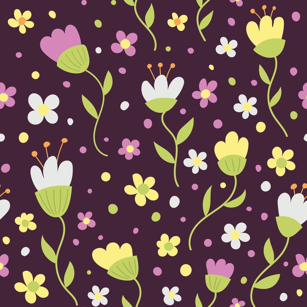 kleurrijk hand- getrokken bloemen patroon. vector