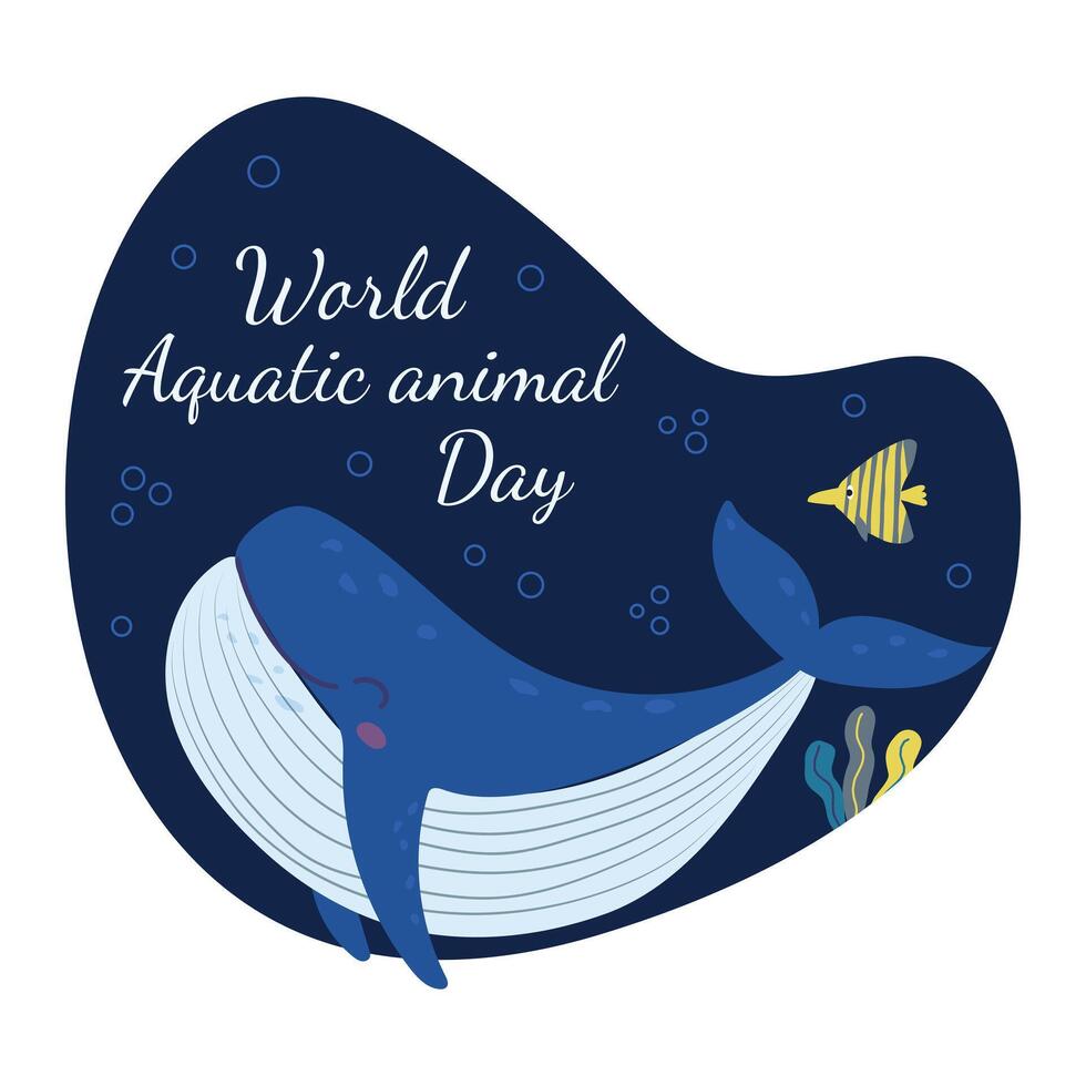 wereld aquatisch dier dag. vector illustratie met walvis en vis. concept van duurzame levensstijl.