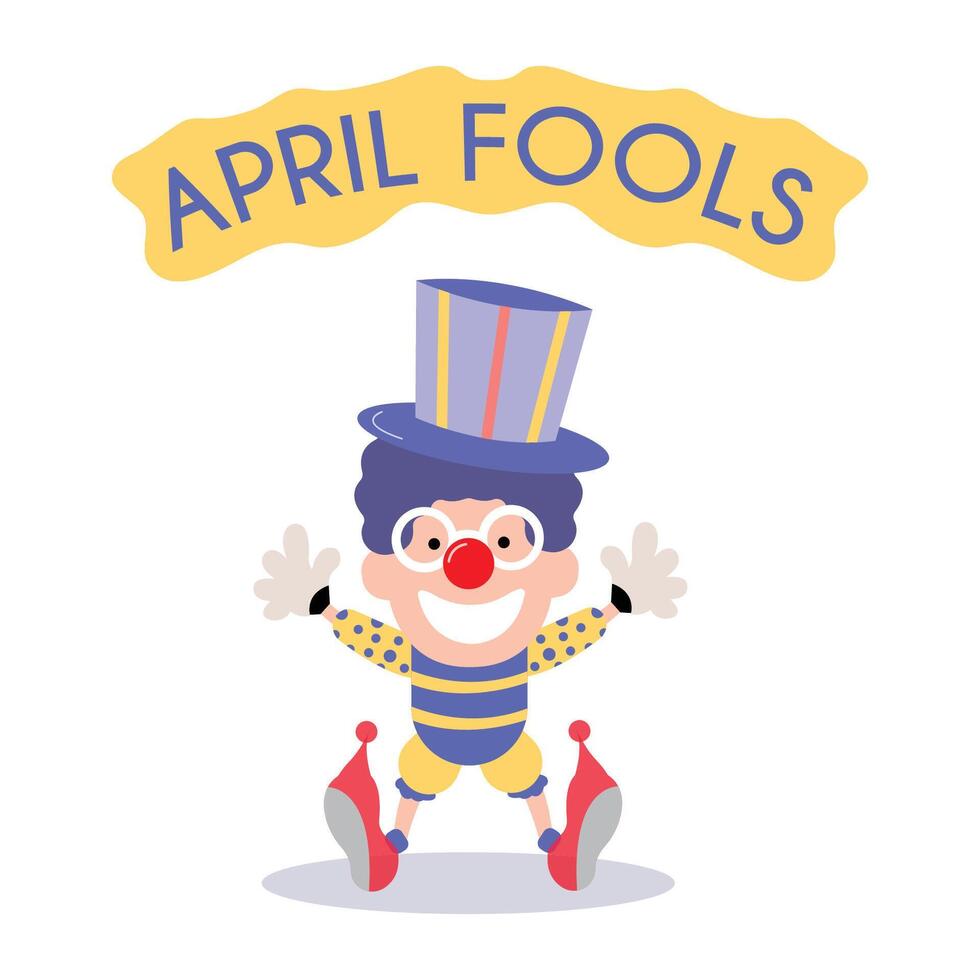 gelukkig april dwazen dag illustratie clown concept verrassing en komedie pret vector sjabloon poster achtergrond