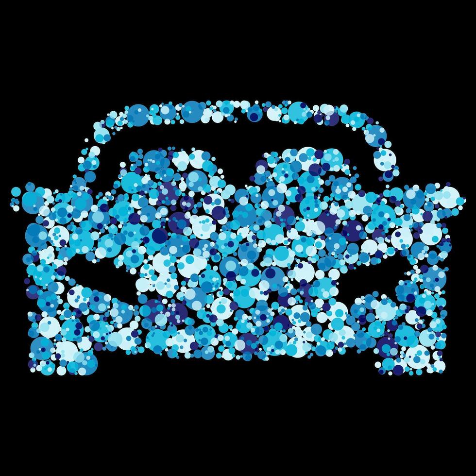 abstract blauw punt mozaïek- auto illustratie Aan zwart achtergrond tinten bubbels vector