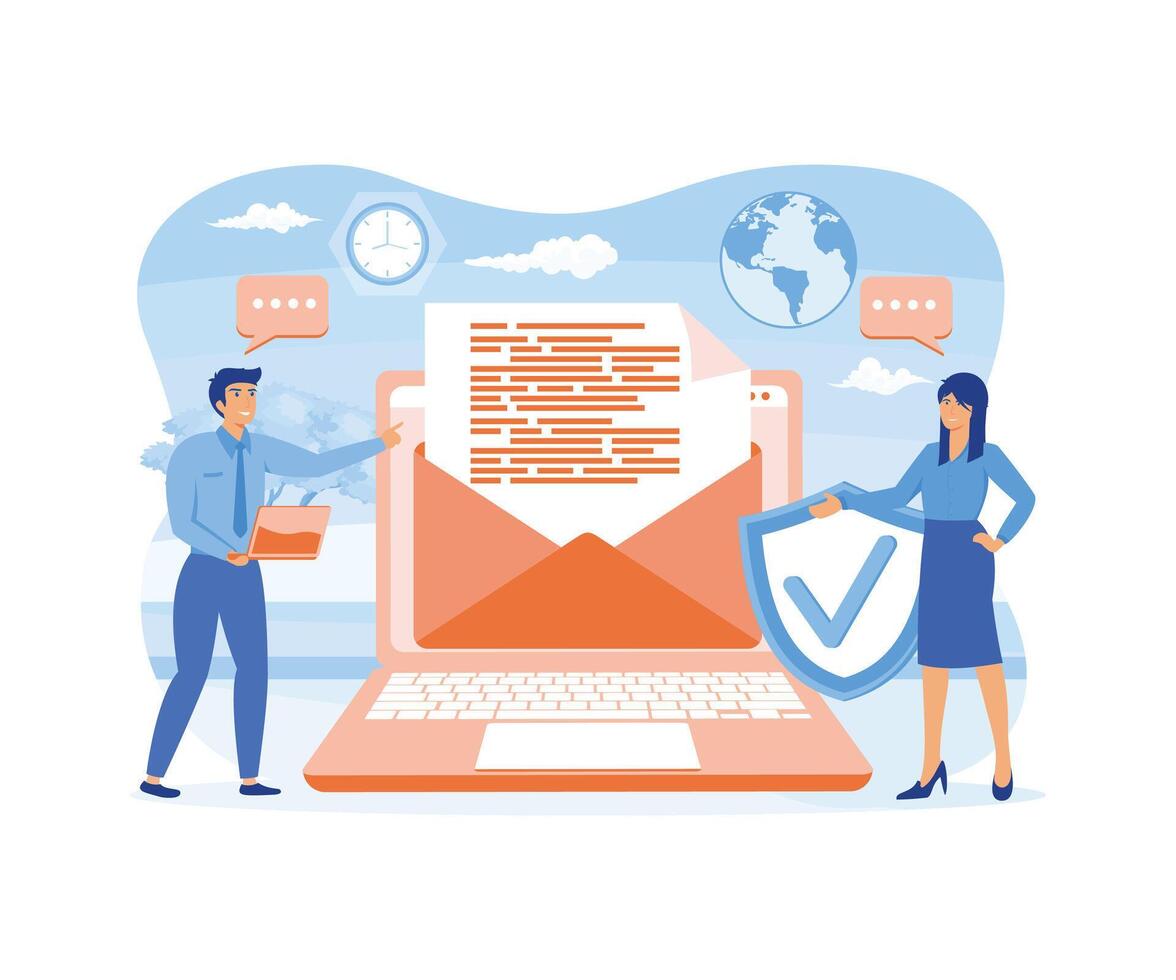 mail onderhoud, e-mail bericht, mail kennisgeving Bezig met verzenden, een nieuw inkomend sms, envelop, sociaal netwerk, chatten, spam. vlak vector modern illustratie