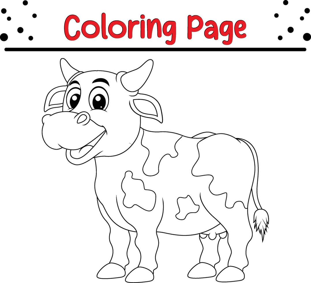 gelukkig koe kleur bladzijde voor kinderen vector