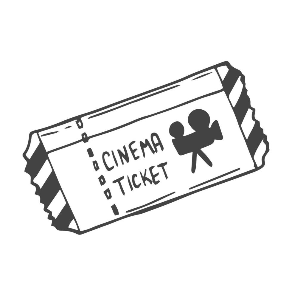 tekening bioscoop ticket geïsoleerd Aan wit achtergrond. vector