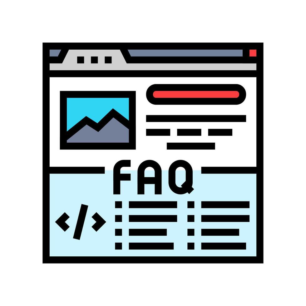 FAQ schema seo kleur icoon vector illustratie