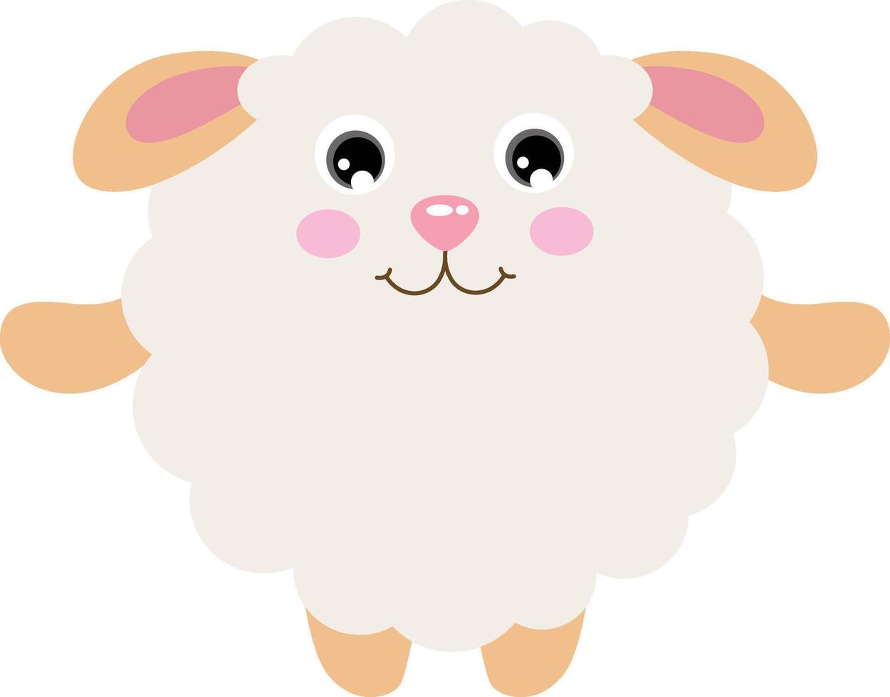 schattig schapen met ronde lichaam vector