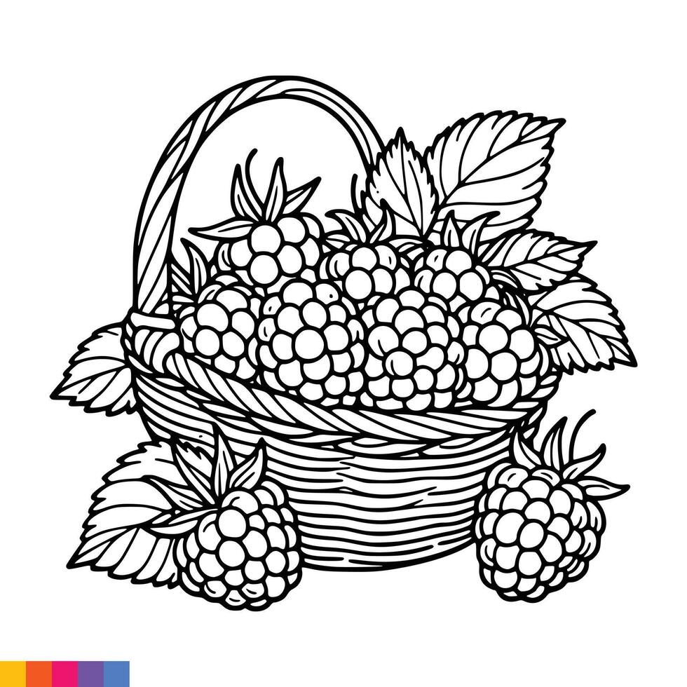 fruit mand lijn kunst illustratie voor de kleur boek. fruit kleur bladzijde. vector grafiek