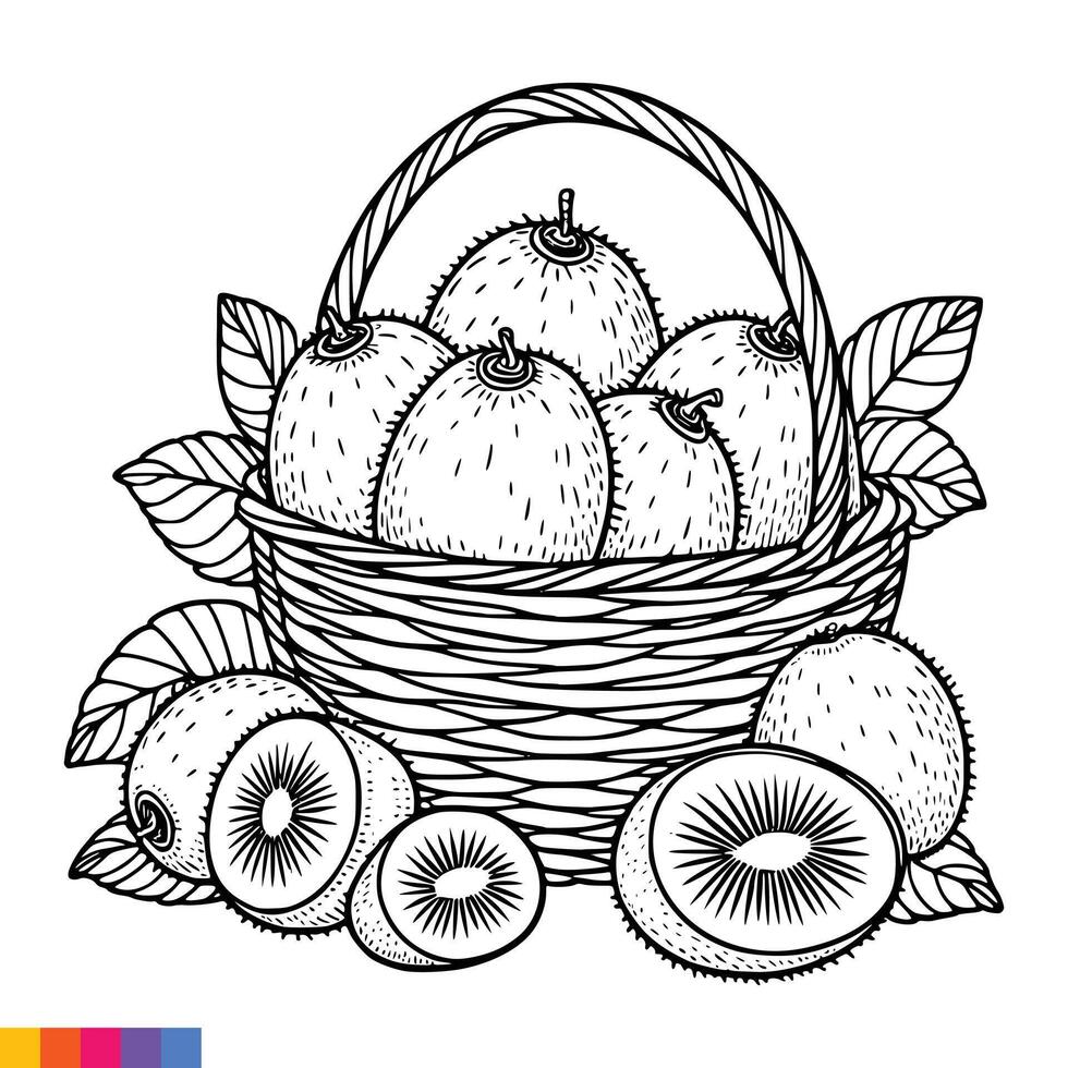 fruit mand lijn kunst illustratie voor de kleur boek. fruit kleur bladzijde. vector grafiek