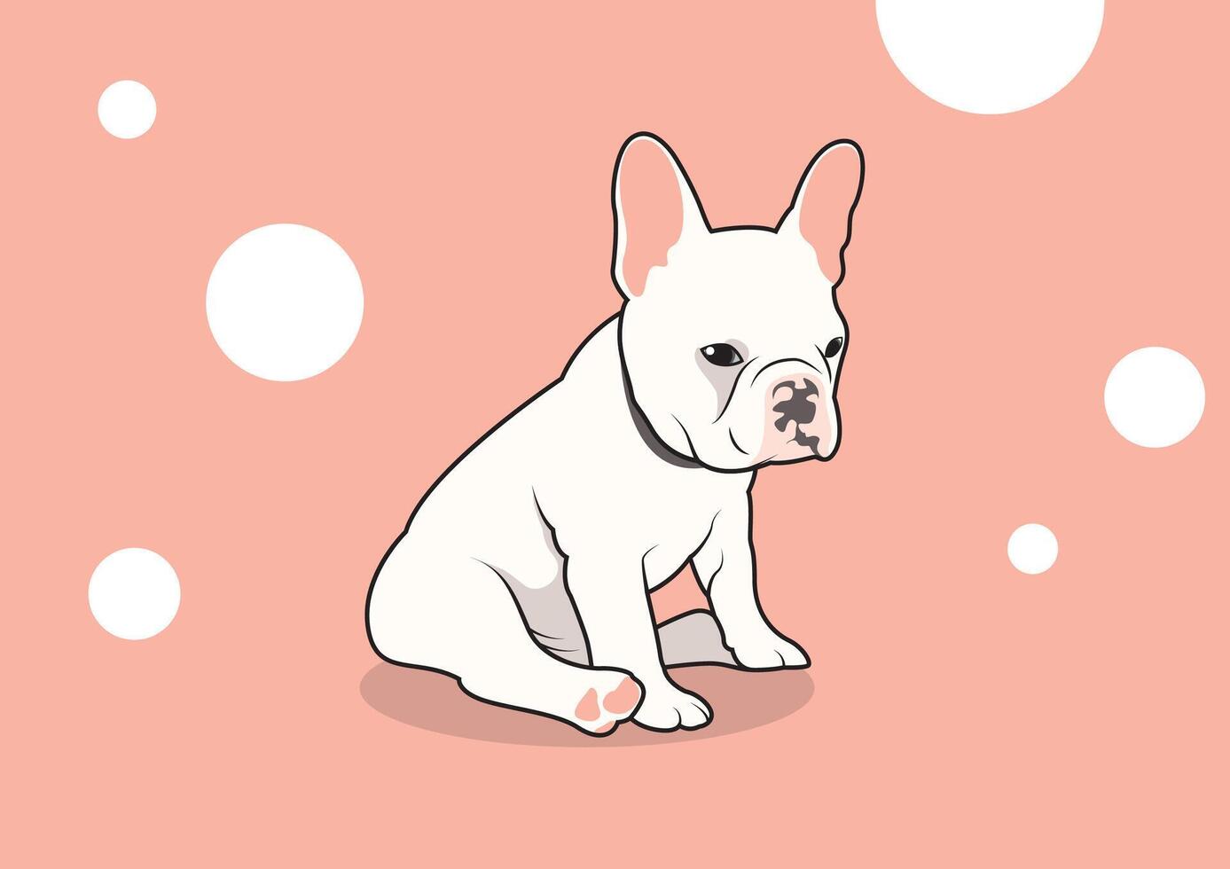 schattig wit-roze Frans bulldog vector in de roze achtergrond