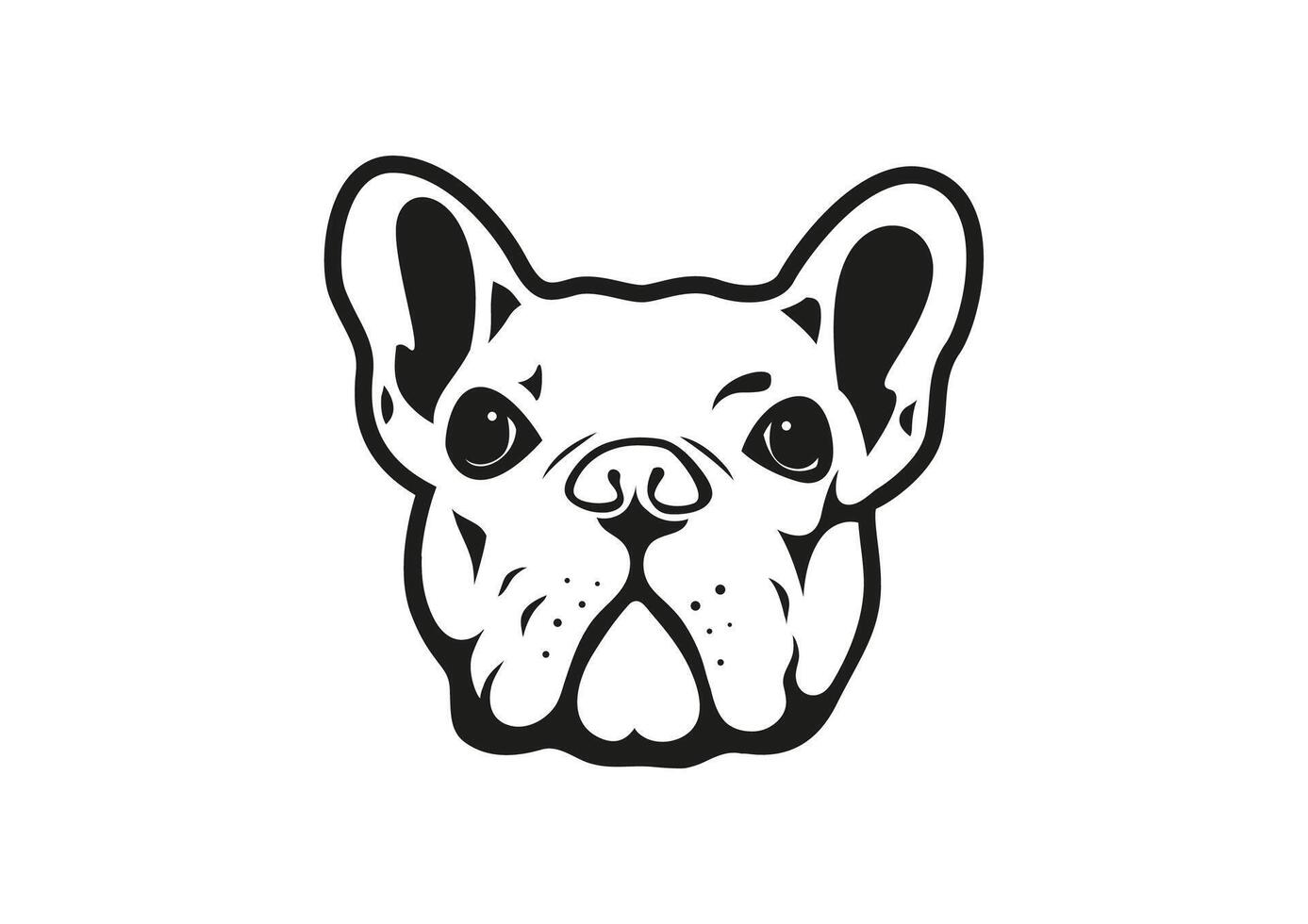 Frans bulldog gezicht portret in zwart en wit logo symbool voor uw verscheidenheid van ontwerp kunstwerken vector