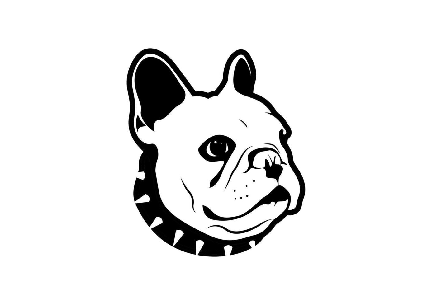 mollig Frans bulldog logo symbool met rocker halsband stijl vector