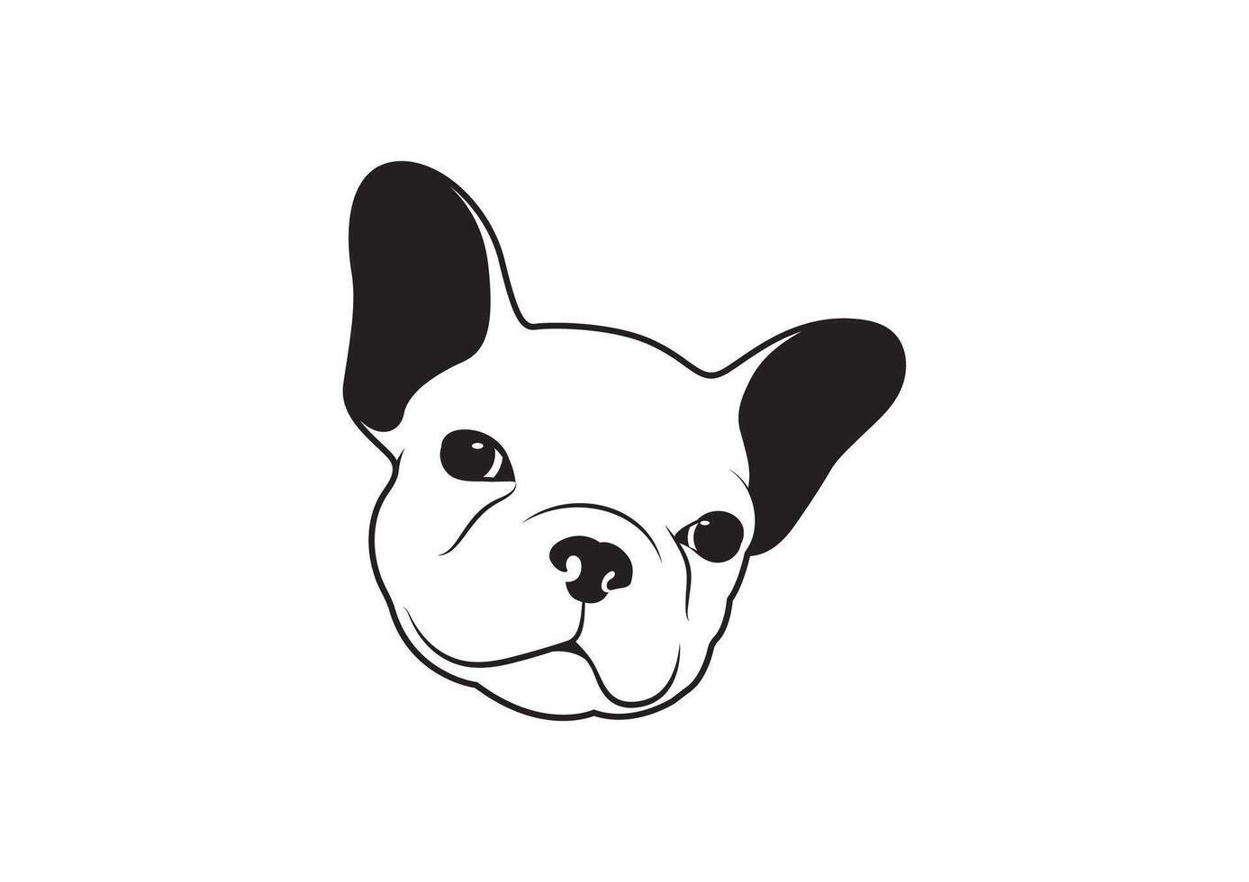 Frans bulldog portret zwart en wit logo vector