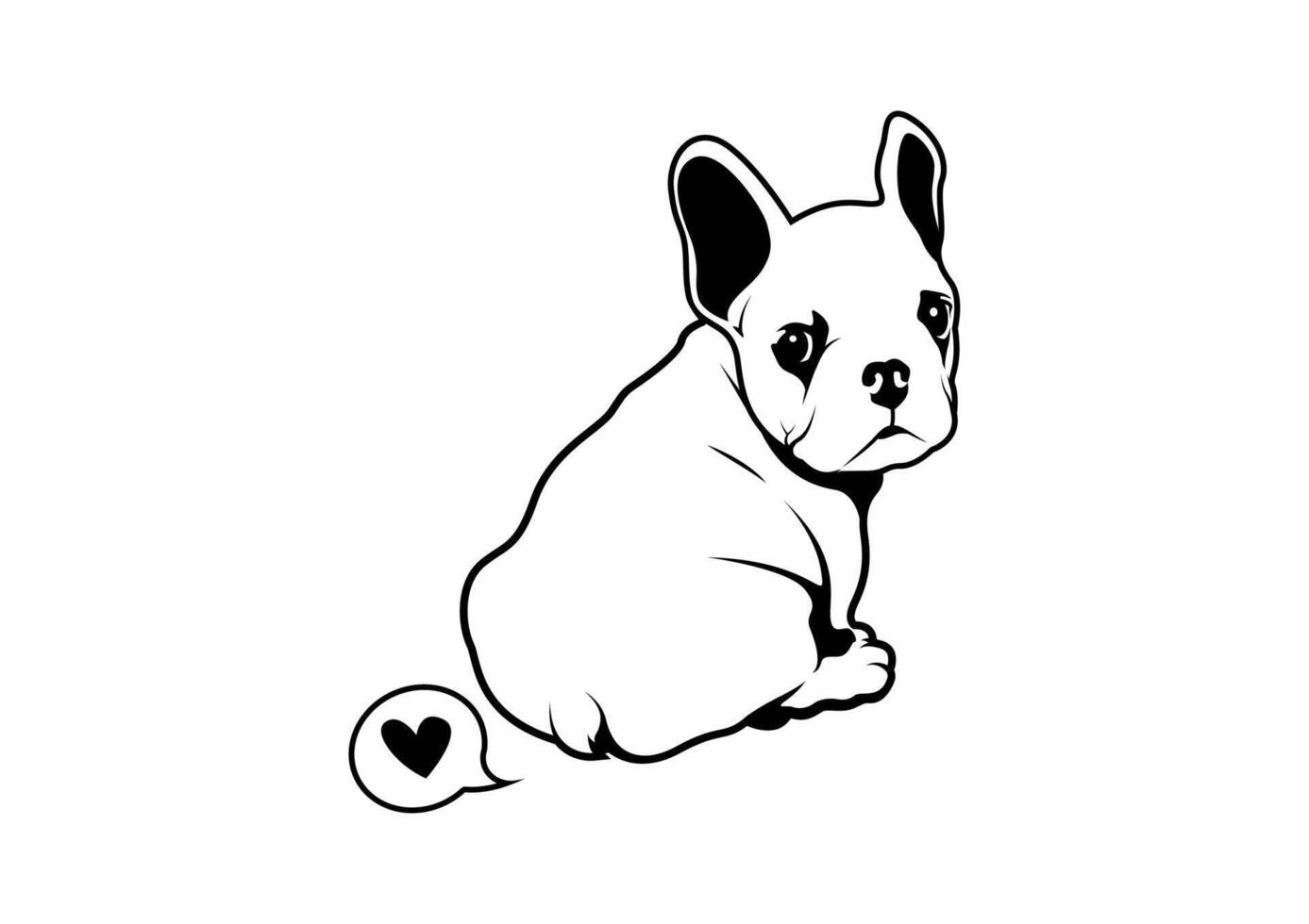 schattig Frans bulldog en haar weinig liefde scheet van terug visie vector