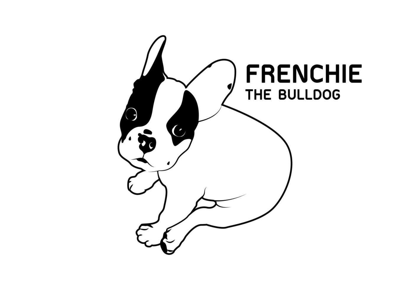 schattig twee toon Frans bulldog zwart en wit logo vector