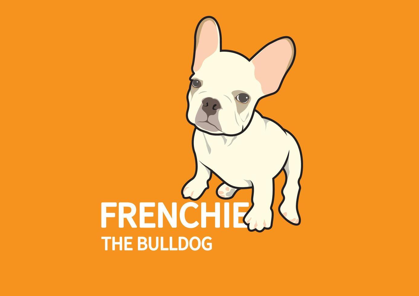 schattig reekalf bruin Frans bulldog logo in de oranje achtergrond vector