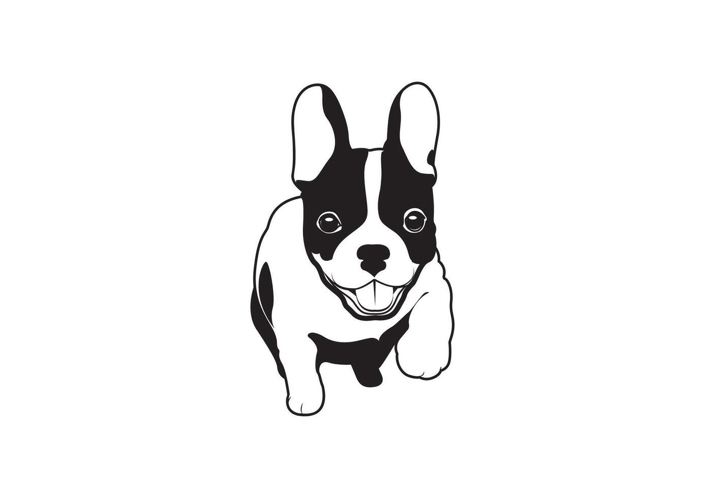 schattig jogging Frans bulldog zwart en wit logo vector