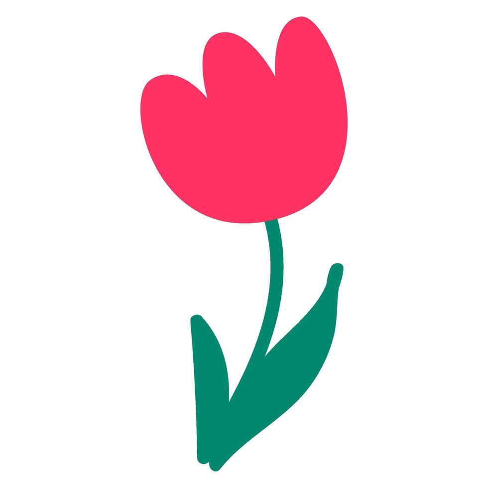 rood bloeiend tulp getrokken door kind icoon vector