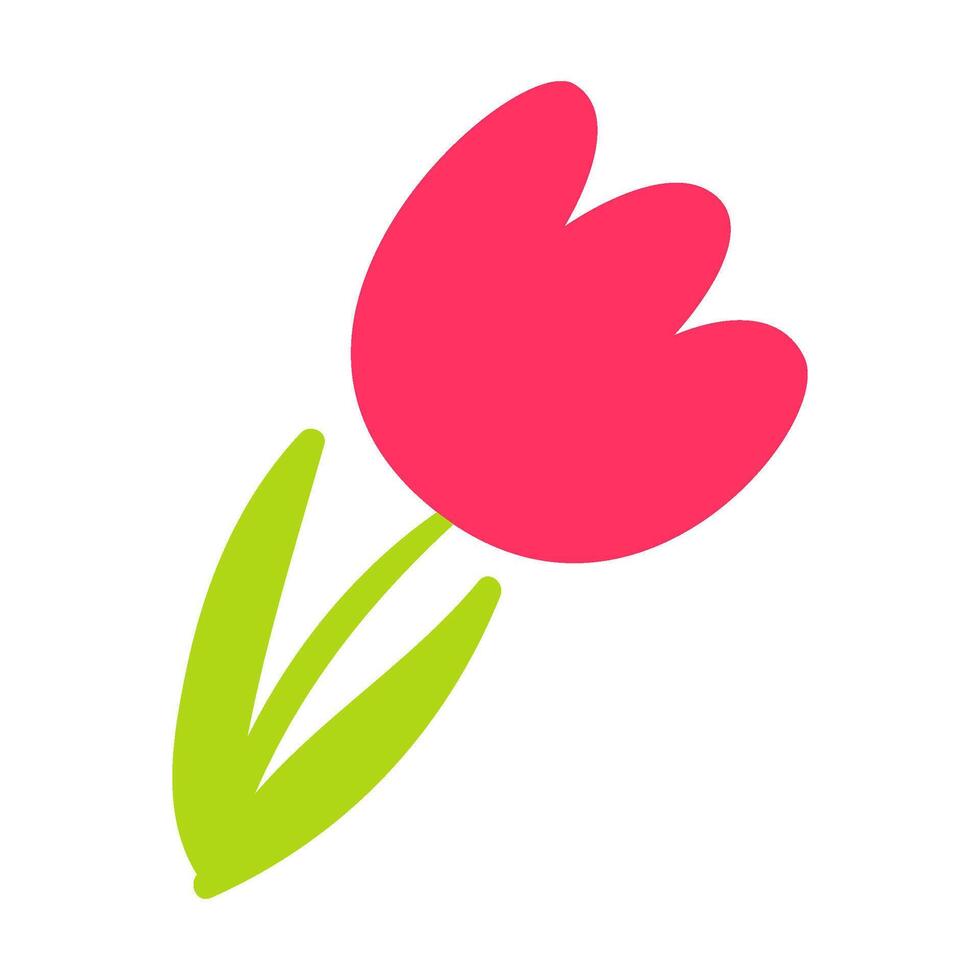 rood bloeiend tulp getrokken door kind icoon vector