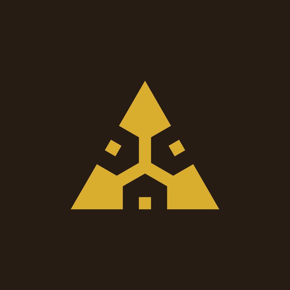 driehoek speer huis gebouw logo vector