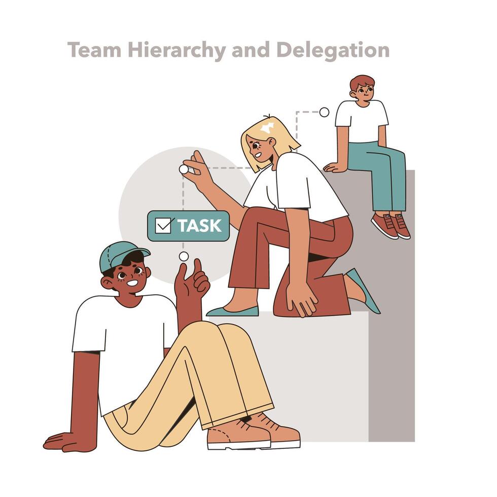 team hiërarchie en delegatie concept. vector illustratie.