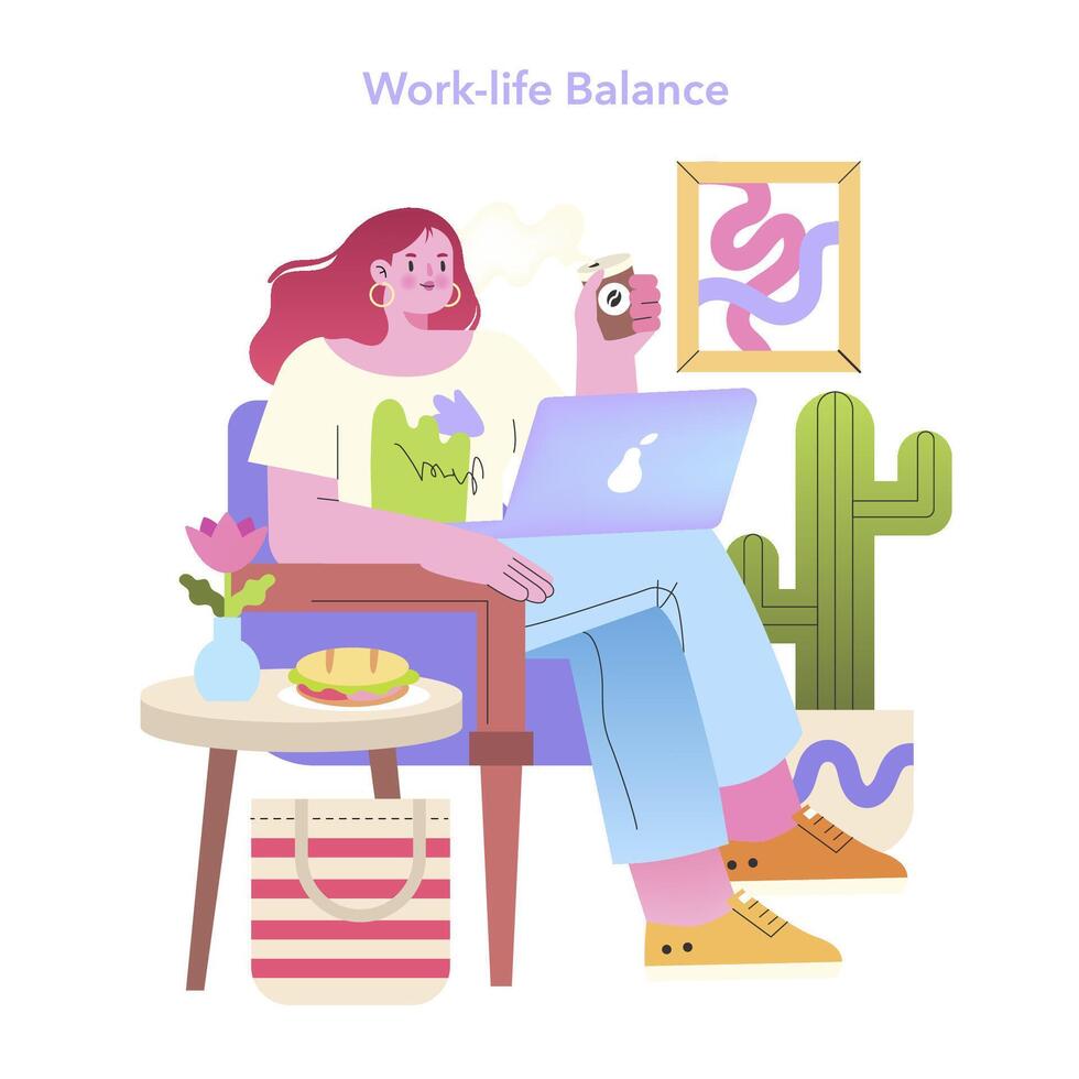 werk leven balans concept. vector illustratie