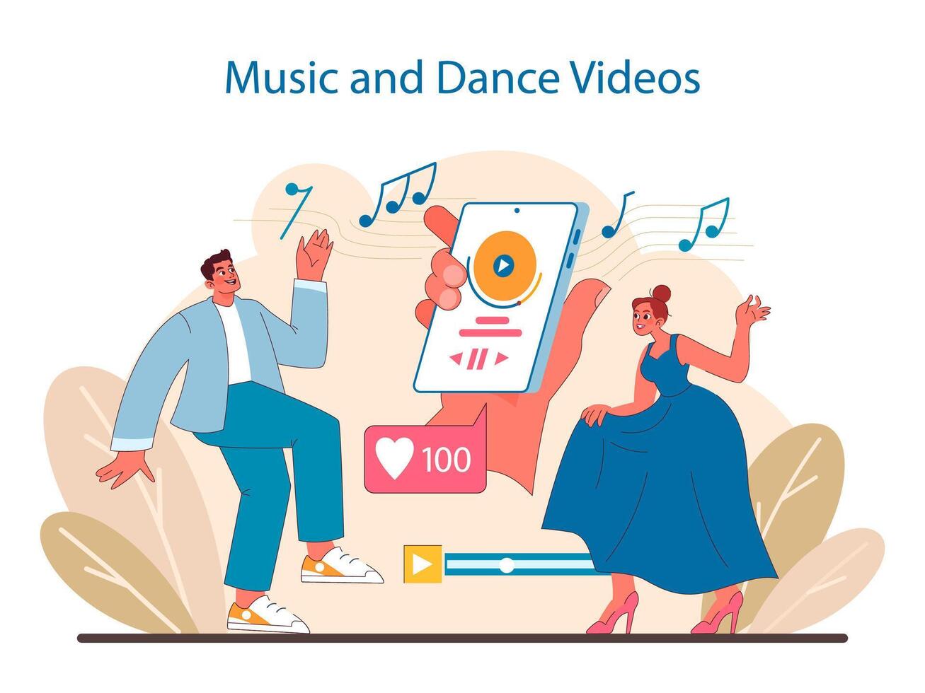 muziek- en dans videos concept. uitdrukking door ritme en beweging. vector