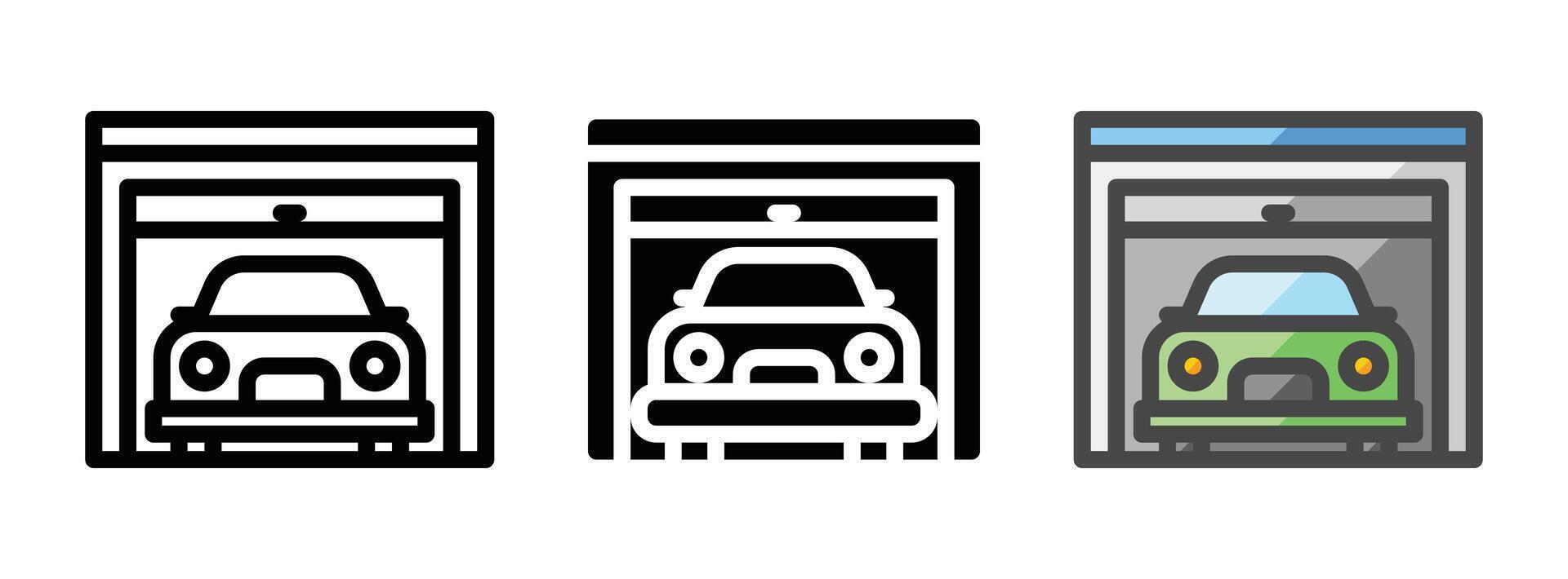 multipurpose garage vector icoon in schets, glyph, gevulde schets stijl