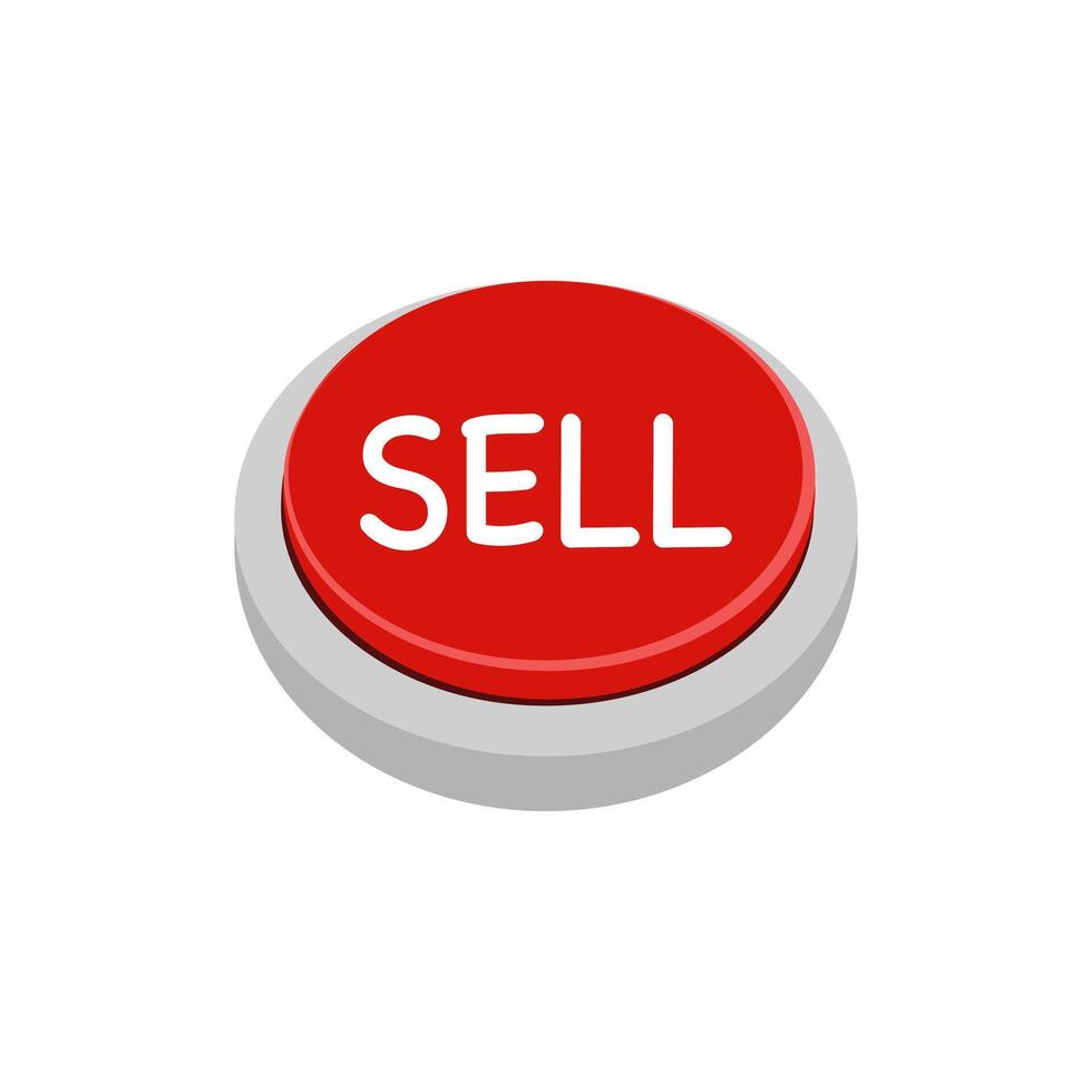 rood verkopen knop geeft aan de presentatie van een Product of onderhoud naar verkopen vector