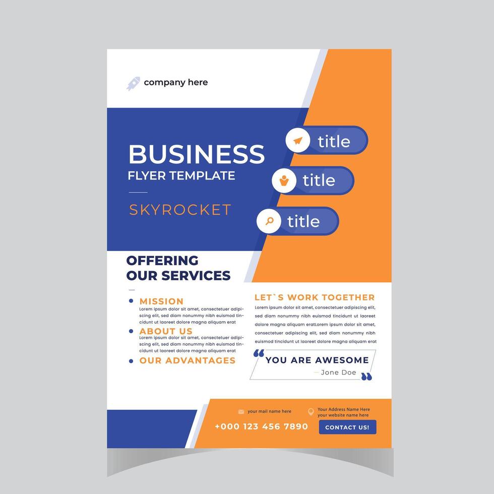 vector ontwerp voor brochure, jaarverslag, tijdschrift, poster, zakelijke presentatie, portefeuille, folder, infografisch, lay-out modern met blauw kleur grootte a4, voorkant en terug